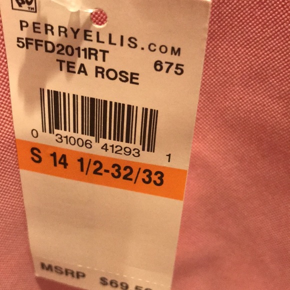 New Perry Ellis Portfolio Tea Rose Dress Shirt LS. - Picture 3 of 3